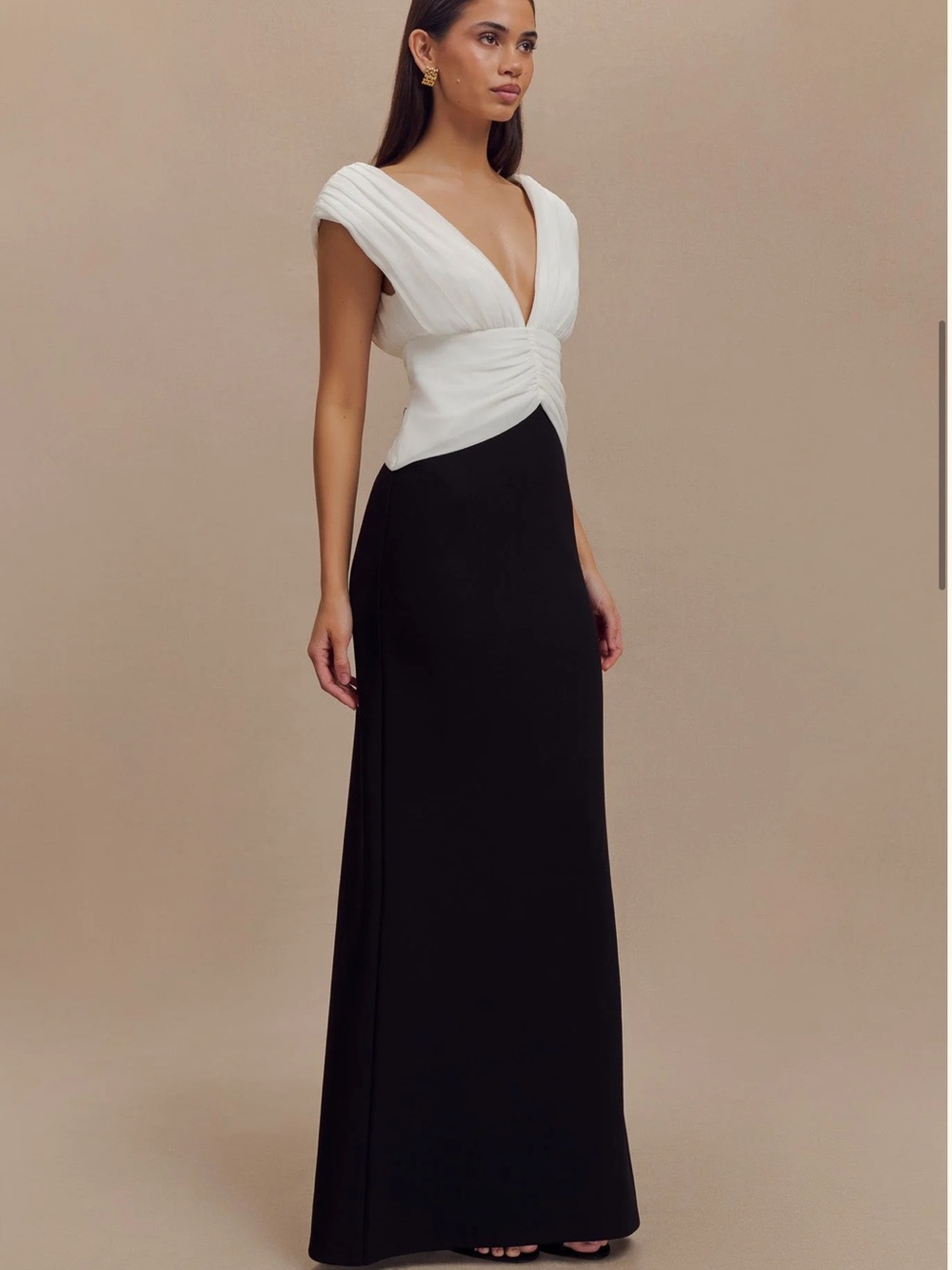 Meshki Ivory Ruched Detail Dress